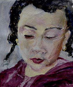 Dunkelhaariges M&auml;dchen, 2007, acrylic/canvas, 32,5x30cm